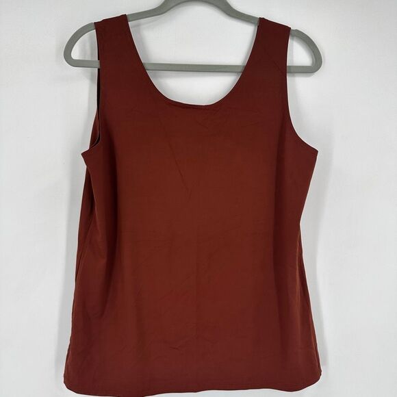 Chico’s Knit Sleeveless Top Tank Cinnamon Spice Brown Rust Size 2 Large - Picture 2 of 7